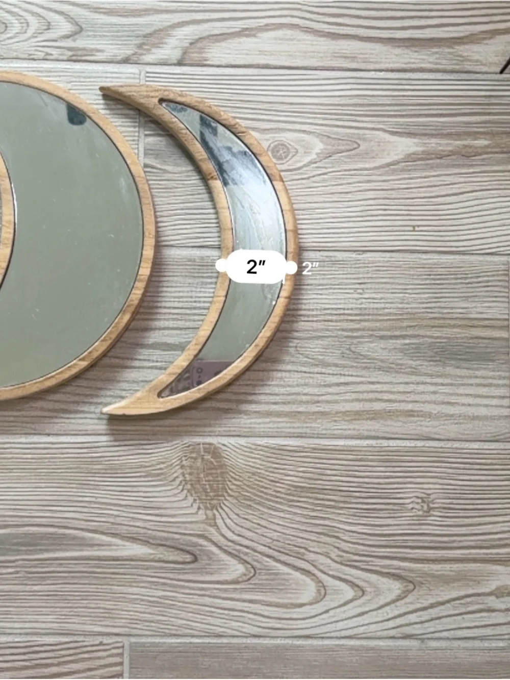 Moon Phase Wall Mirror Set in Natural Wood